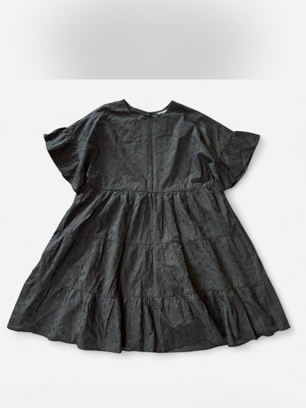 Black Eyelet Tiered Dress size 8 medium prettylittlething cottage core dress